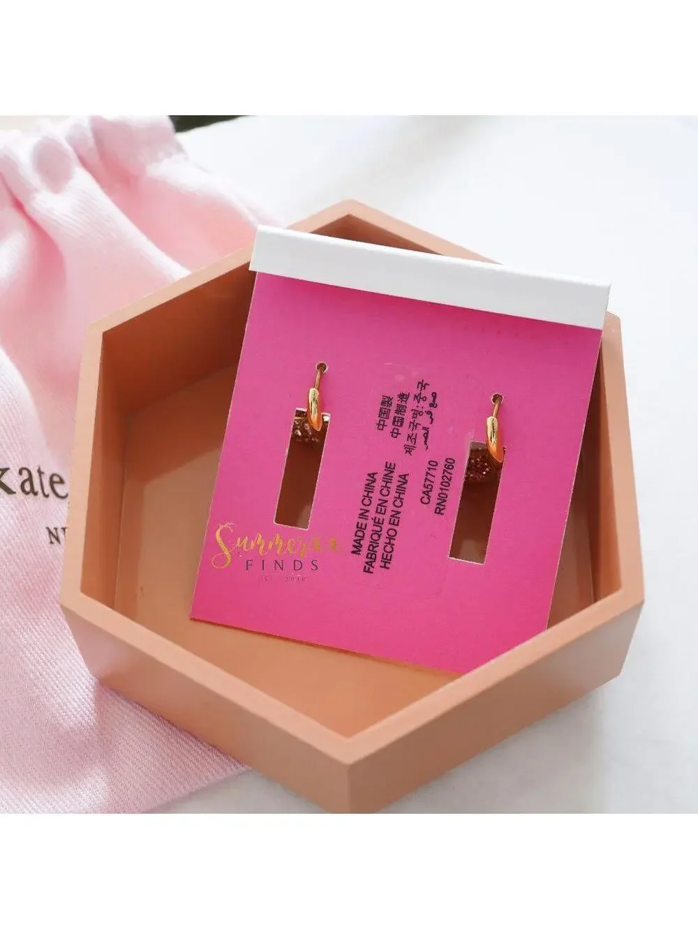 Kate Spade Fruit Salad Pave Grapefruit Huggies Earrings